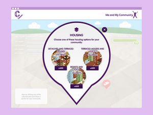 Selecting an option in the 'Me And My Community' Flash desktop game.