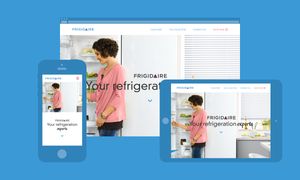 A desktop, tablet and mobile montage of a micro site for Frigidaire UK.