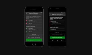 Screenshots showing validation for basket retention when a user changes store.