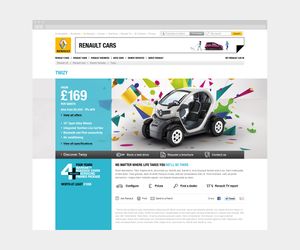 A screen showing an updated and more visual design for the Twizy electric car range.