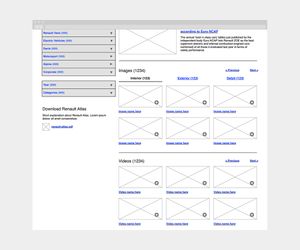 Wireframe for a proposed improvement to the 'Renault UK Press Office' website continued.
