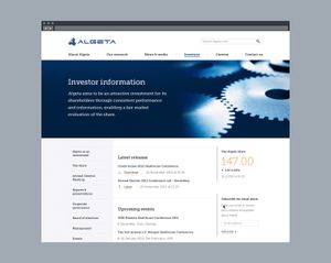 Investor information landing screen.