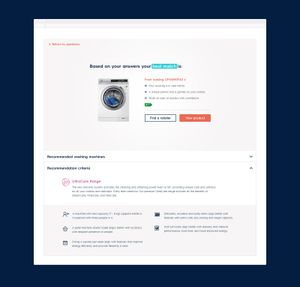 Prototype for a product selection experience.